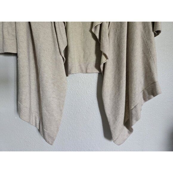 Line Open Front Cardigan Sweater Beige Ruffle Trim Long Sleeve Casual - Picture 6 of 16